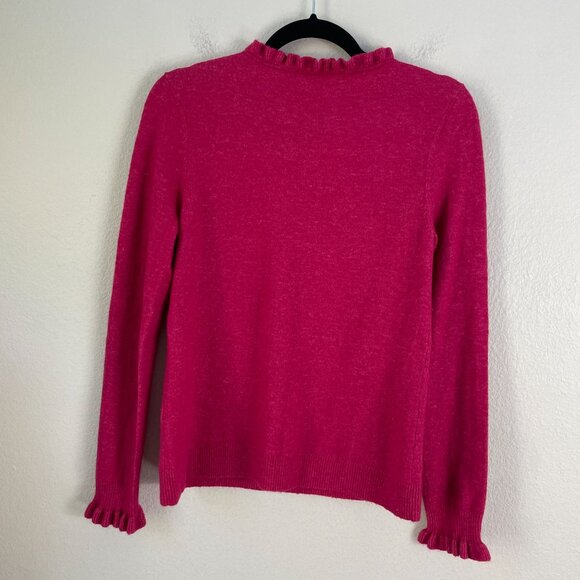 Sundance Womens Small Pink Ruffle Collar Edwina Henley Sweater Wool Blend Knit - Picture 12 of 12